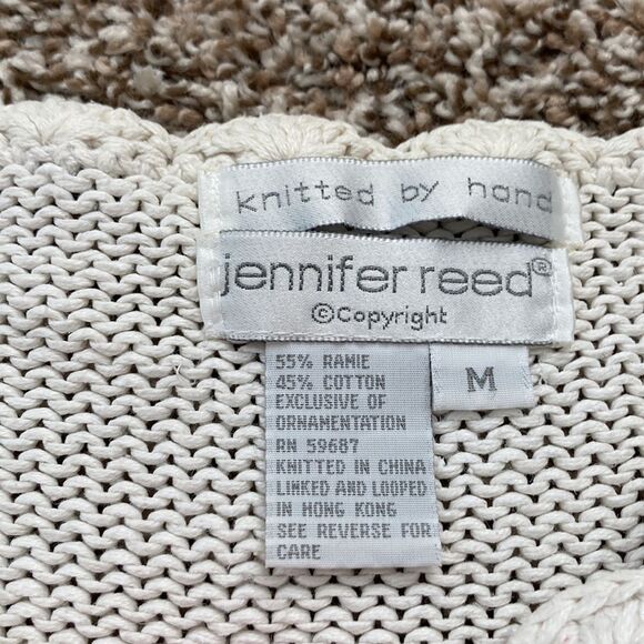 Vintage Jennifer Reed Hand Knit Embroidered Floral Winter Sweater Medium - Picture 8 of 16